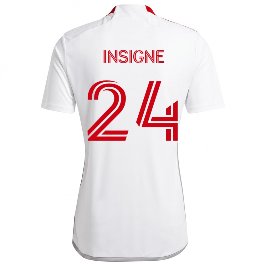 Niño Camiseta Lorenzo Insigne #24 Blanco Rojo 2ª Equipación 2024/25 La Camisa México