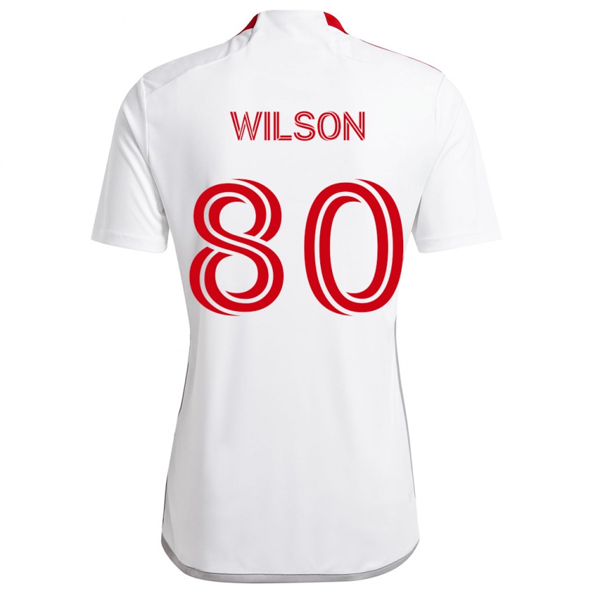 Niño Camiseta Shafique Wilson #80 Blanco Rojo 2ª Equipación 2024/25 La Camisa México