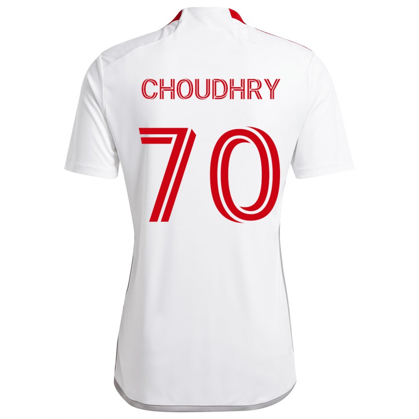 Niño Camiseta Benjamin Choudhry #70 Blanco Rojo 2ª Equipación 2024/25 La Camisa México