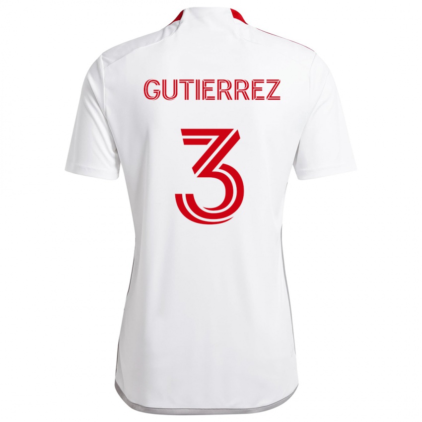 Niño Camiseta Cristián Gutiérrez #3 Blanco Rojo 2ª Equipación 2024/25 La Camisa México