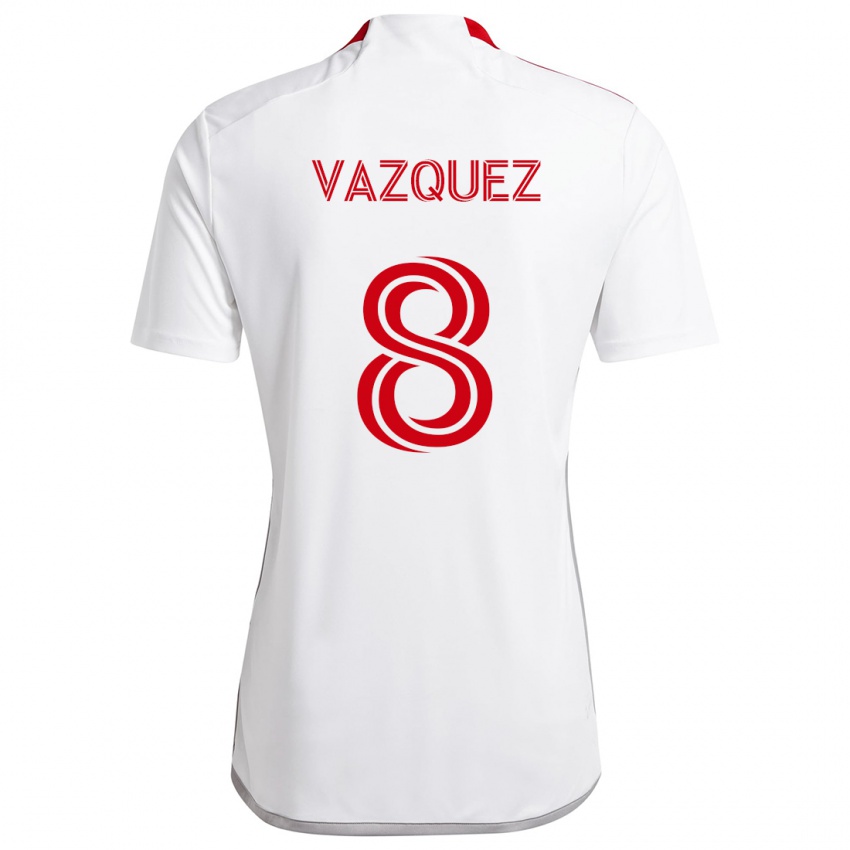 Niño Camiseta Víctor Vázquez #8 Blanco Rojo 2ª Equipación 2024/25 La Camisa México