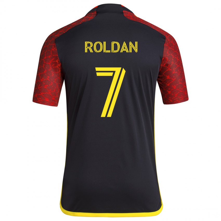 Niño Camiseta Cristian Roldán #7 Negro Rojo 2ª Equipación 2024/25 La Camisa México