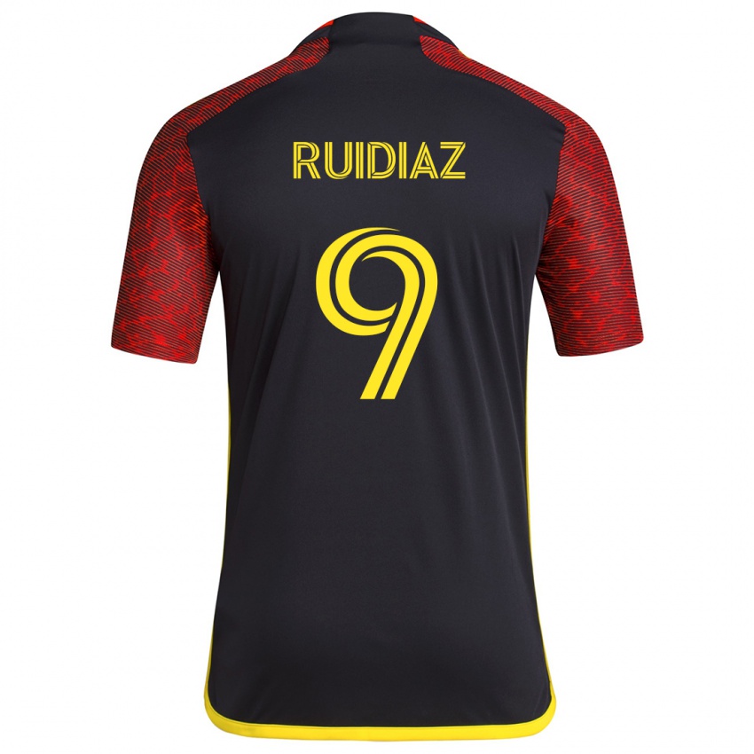 Niño Camiseta Raúl Ruidíaz #9 Negro Rojo 2ª Equipación 2024/25 La Camisa México