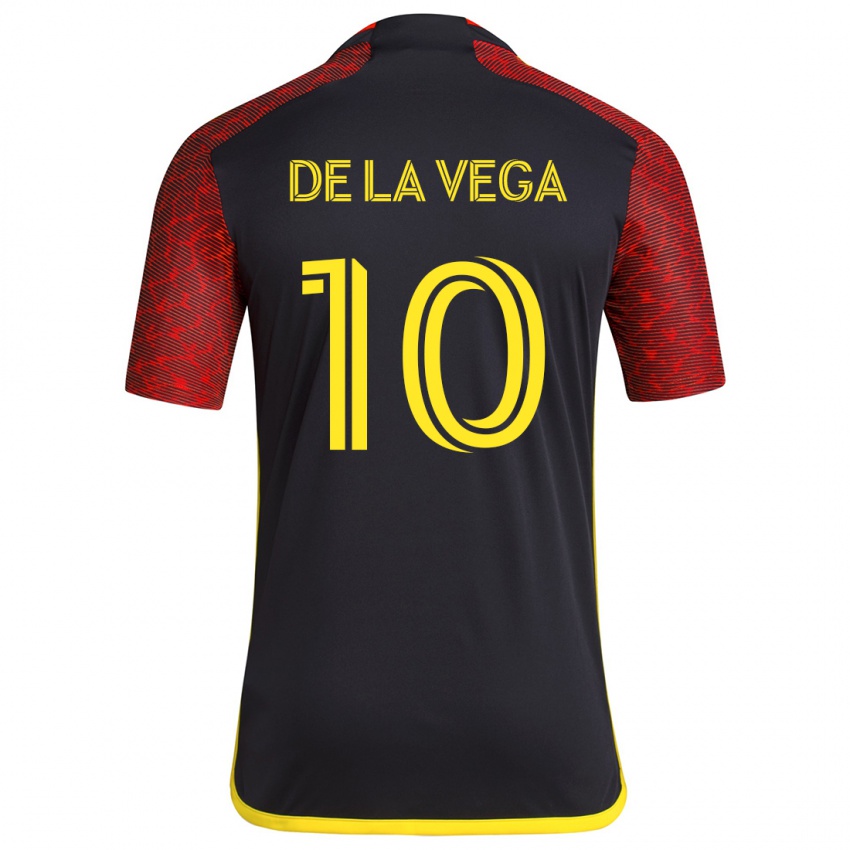 Niño Camiseta Pedro De La Vega #10 Negro Rojo 2ª Equipación 2024/25 La Camisa México