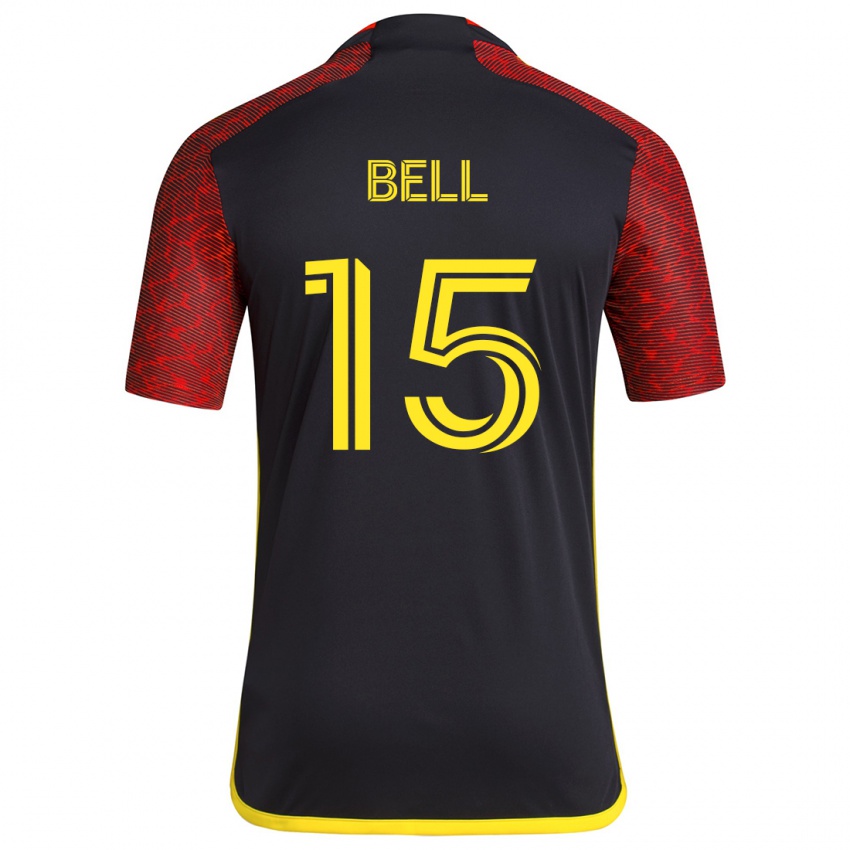 Niño Camiseta Jon Bell #15 Negro Rojo 2ª Equipación 2024/25 La Camisa México