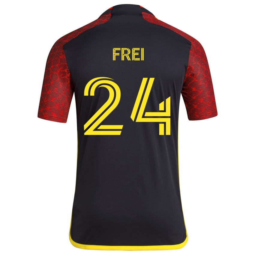 Niño Camiseta Stefan Frei #24 Negro Rojo 2ª Equipación 2024/25 La Camisa México