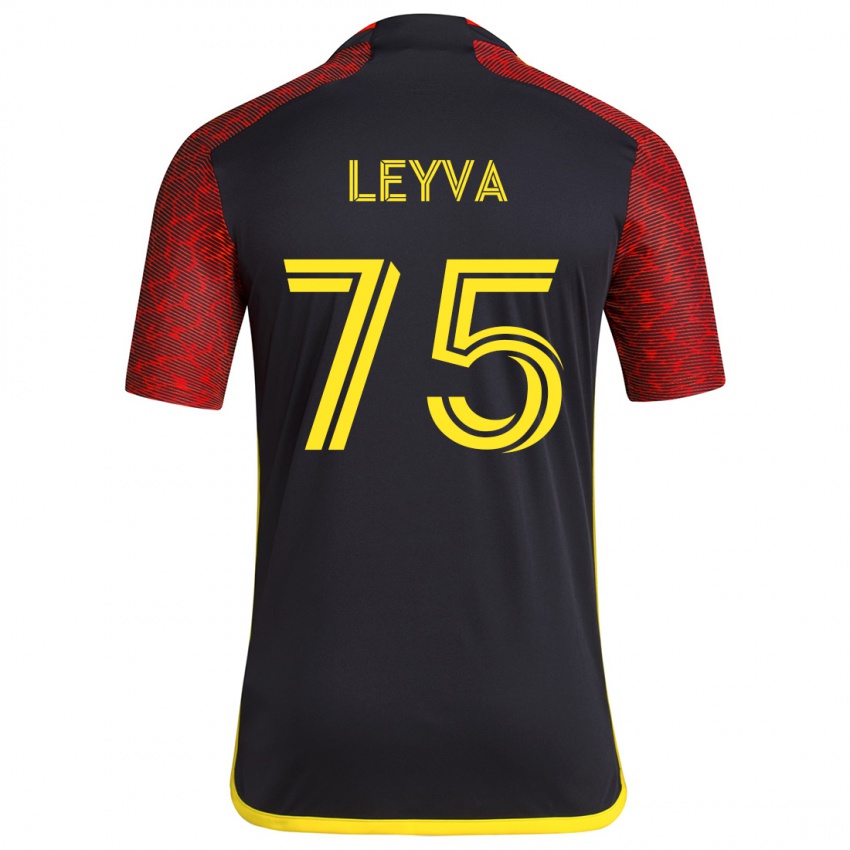 Niño Camiseta Danny Leyva #75 Negro Rojo 2ª Equipación 2024/25 La Camisa México