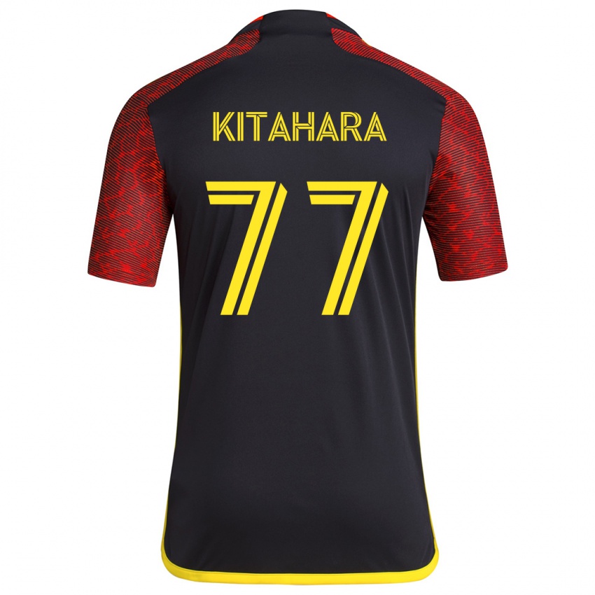 Niño Camiseta Sota Kitahara #77 Negro Rojo 2ª Equipación 2024/25 La Camisa México