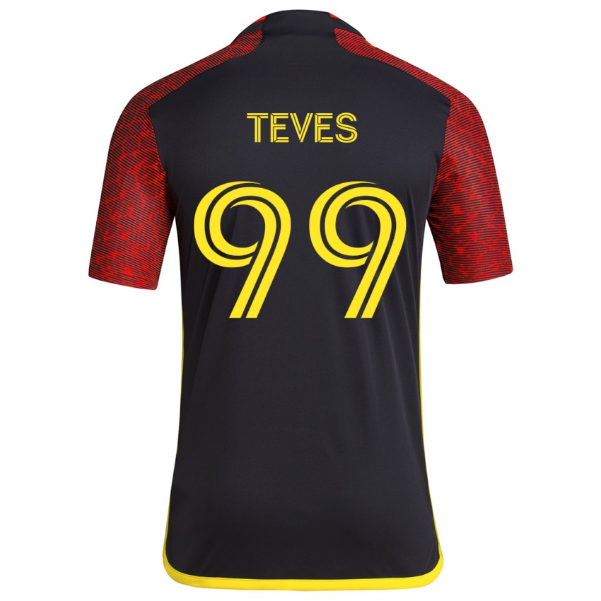 Niño Camiseta Dylan Teves #99 Negro Rojo 2ª Equipación 2024/25 La Camisa México