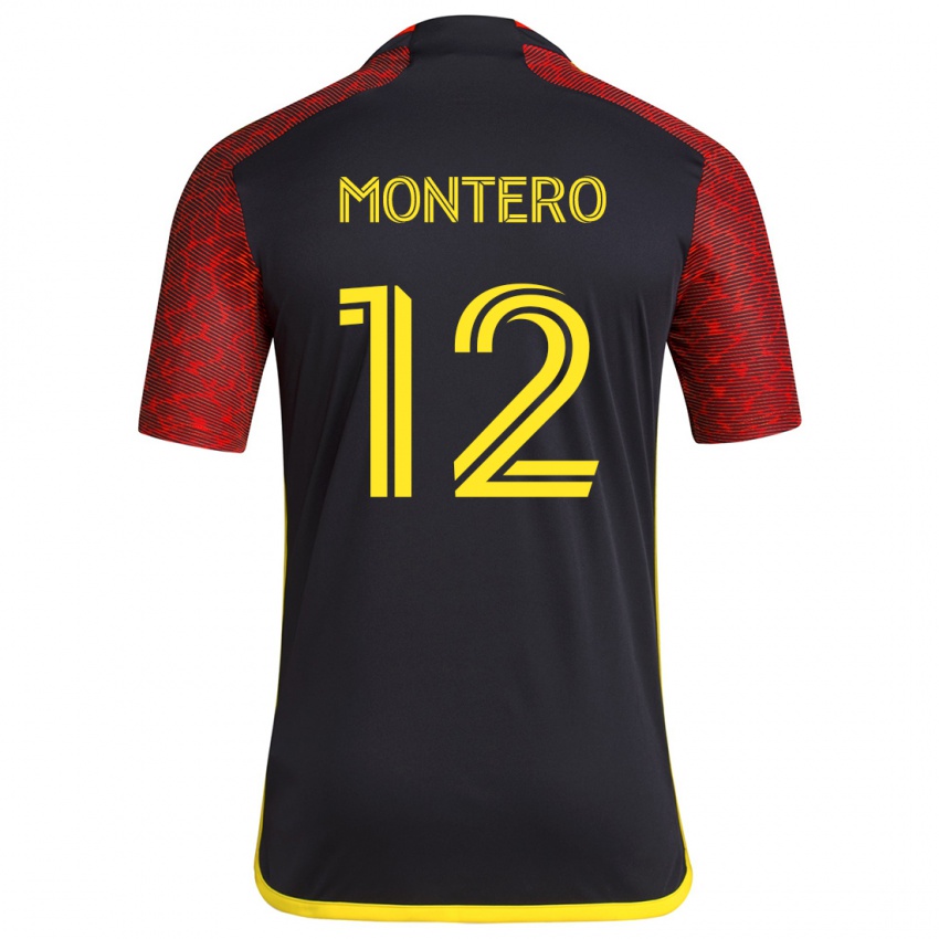 Niño Camiseta Fredy Montero #12 Negro Rojo 2ª Equipación 2024/25 La Camisa México