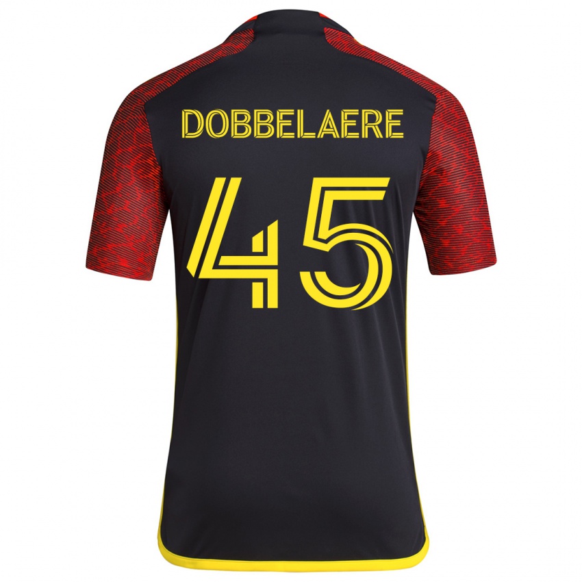 Niño Camiseta Ethan Dobbelaere #45 Negro Rojo 2ª Equipación 2024/25 La Camisa México