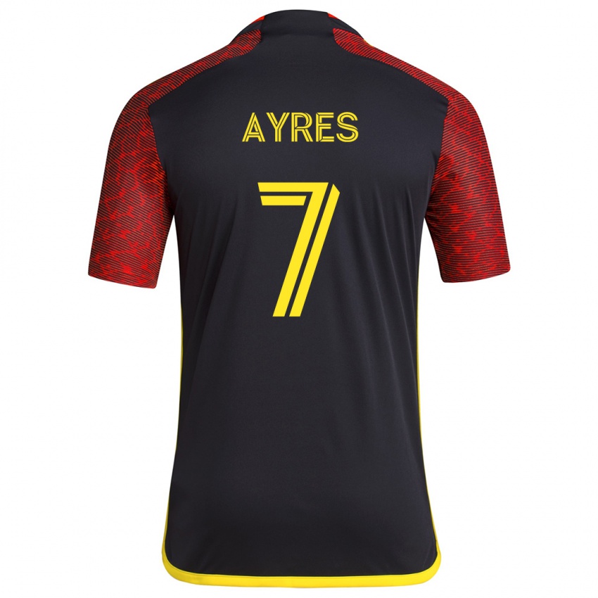 Niño Camiseta Melina Ayres #7 Negro Rojo 2ª Equipación 2024/25 La Camisa México