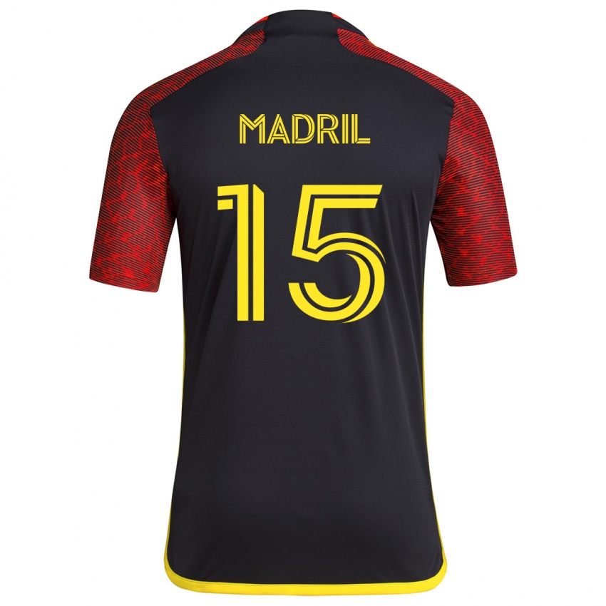 Niño Camiseta Emily Madril #15 Negro Rojo 2ª Equipación 2024/25 La Camisa México