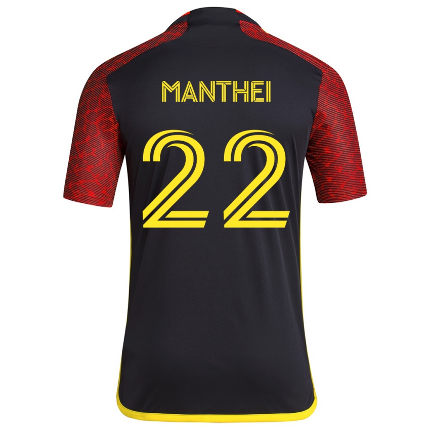 Niño Camiseta Leahi Manthei #22 Negro Rojo 2ª Equipación 2024/25 La Camisa México