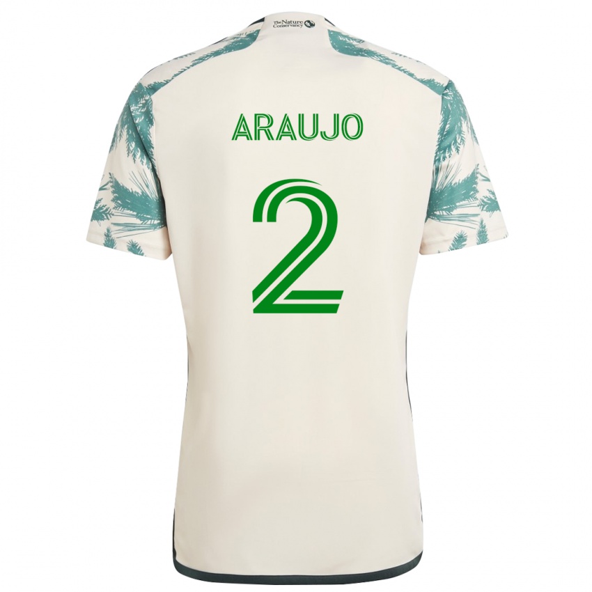 Niño Camiseta Miguel Araujo #2 Beige Marrón 2ª Equipación 2024/25 La Camisa México