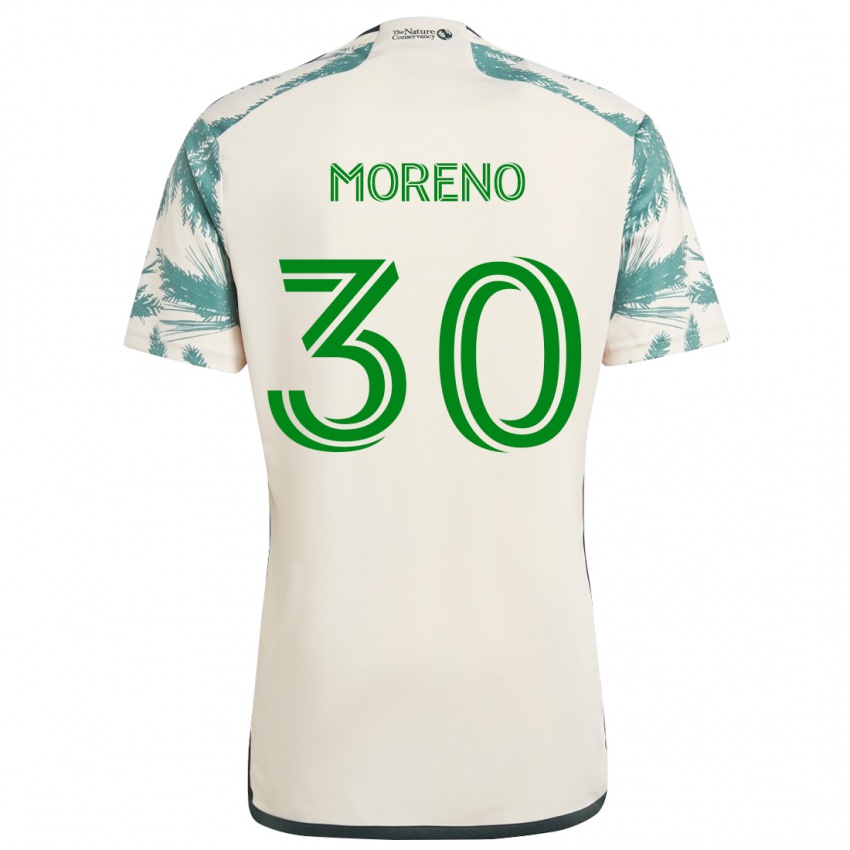 Niño Camiseta Santiago Moreno #30 Beige Marrón 2ª Equipación 2024/25 La Camisa México