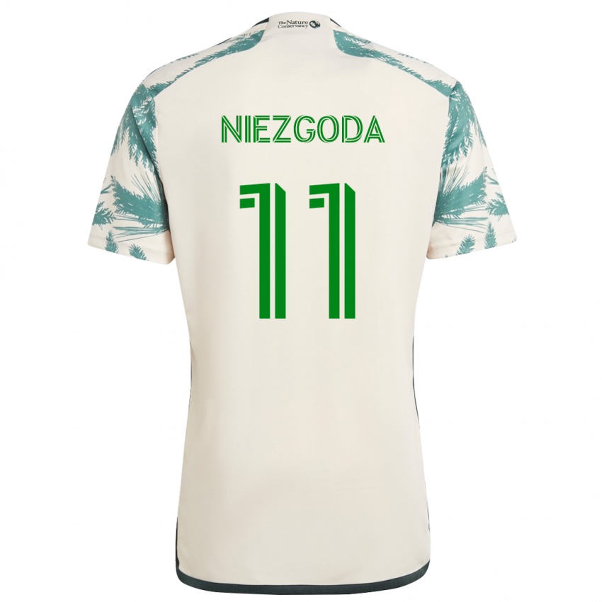 Niño Camiseta Jaroslaw Niezgoda #11 Beige Marrón 2ª Equipación 2024/25 La Camisa México