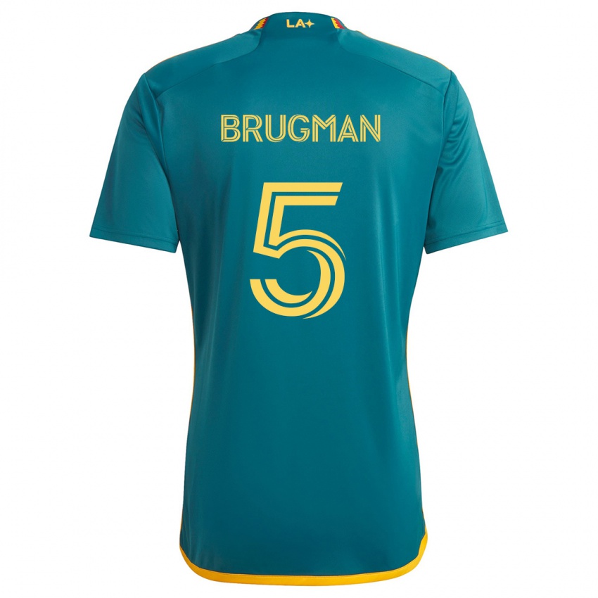 Niño Camiseta Gastón Brugman #5 Verde Amarillo 2ª Equipación 2024/25 La Camisa México