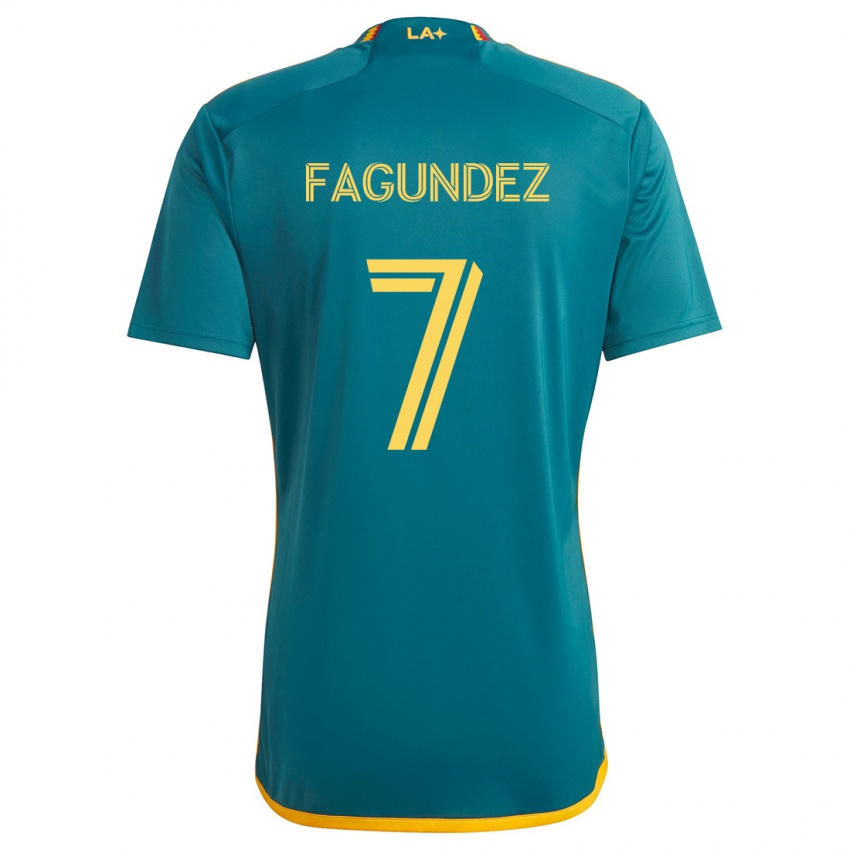 Niño Camiseta Diego Fagúndez #7 Verde Amarillo 2ª Equipación 2024/25 La Camisa México