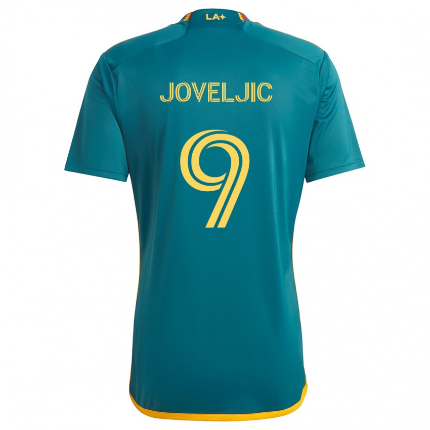 Niño Camiseta Dejan Joveljic #9 Verde Amarillo 2ª Equipación 2024/25 La Camisa México