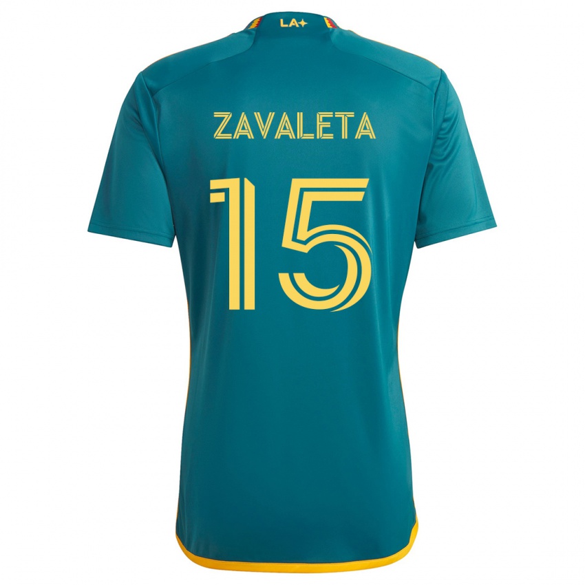 Niño Camiseta Eriq Zavaleta #15 Verde Amarillo 2ª Equipación 2024/25 La Camisa México