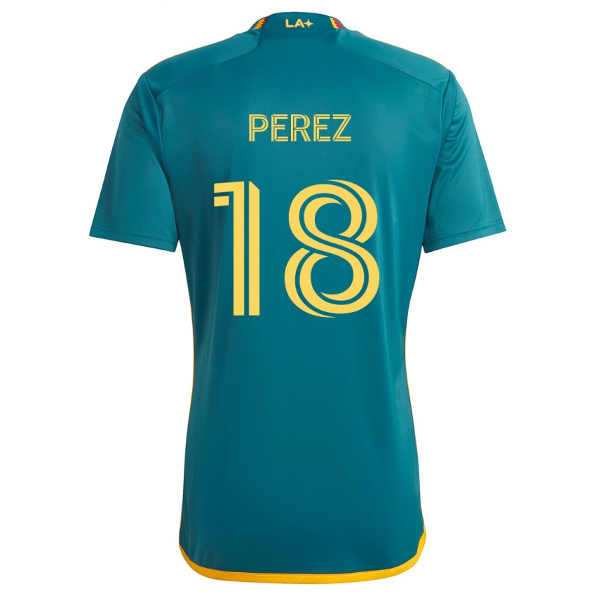 Niño Camiseta Jonathan Pérez #18 Verde Amarillo 2ª Equipación 2024/25 La Camisa México