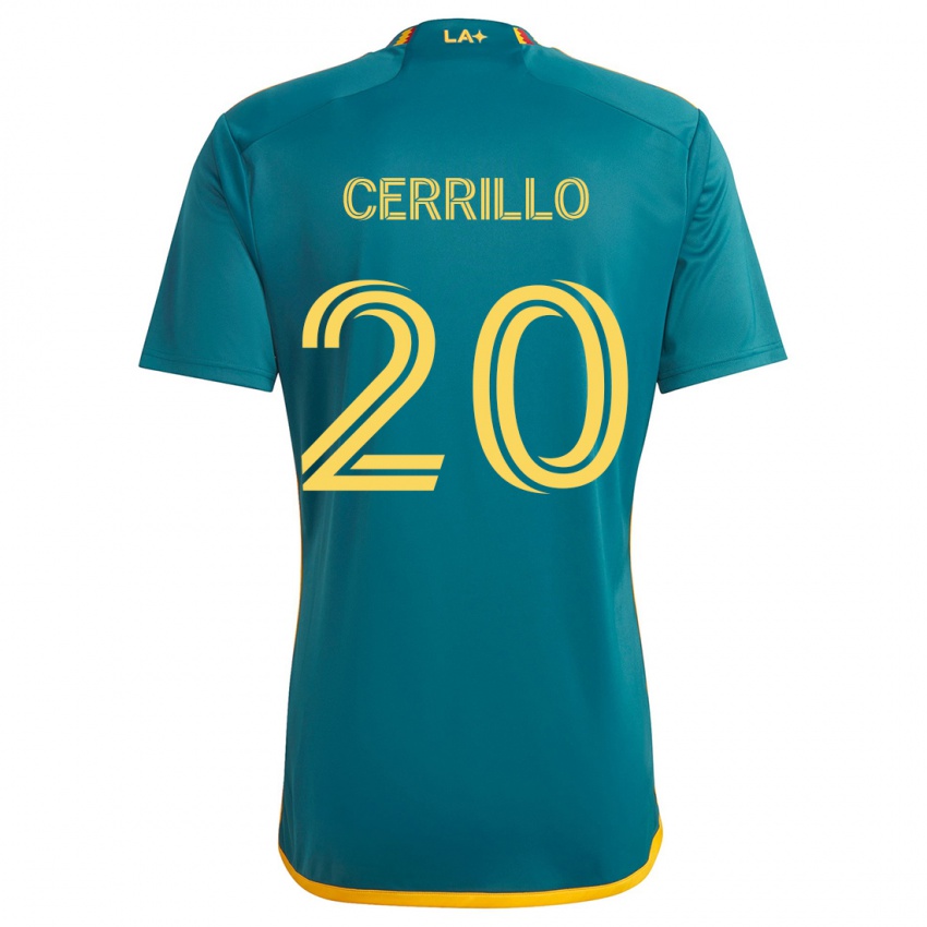 Niño Camiseta Edwin Cerrillo #20 Verde Amarillo 2ª Equipación 2024/25 La Camisa México