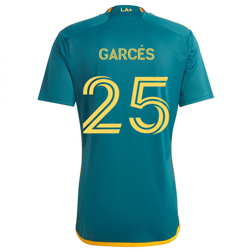 Niño Camiseta Carlos Garcés #25 Verde Amarillo 2ª Equipación 2024/25 La Camisa México