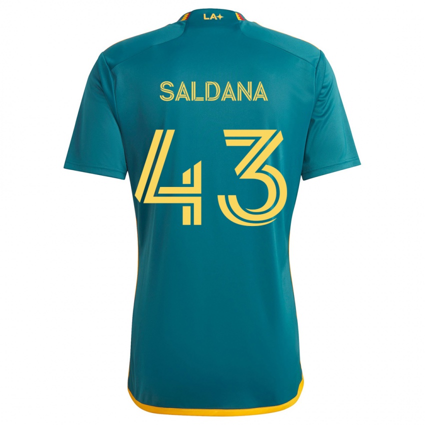 Niño Camiseta Adam Saldaña #43 Verde Amarillo 2ª Equipación 2024/25 La Camisa México