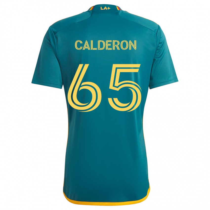 Niño Camiseta Juan Calderón #65 Verde Amarillo 2ª Equipación 2024/25 La Camisa México