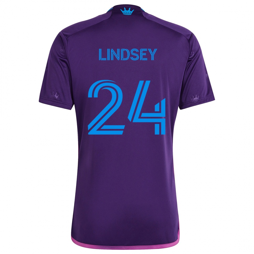 Niño Camiseta Jaylin Lindsey #24 Azul Morado 2ª Equipación 2024/25 La Camisa México