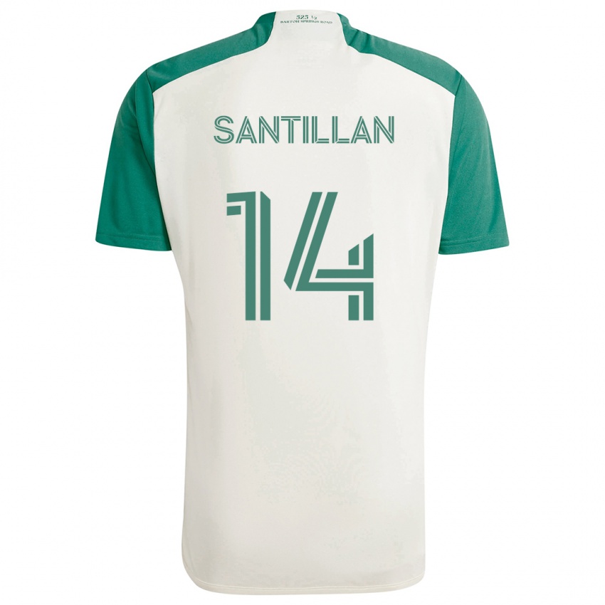 Niño Camiseta Jonathan Santillan #14 Colores Tostados Verde 2ª Equipación 2024/25 La Camisa México