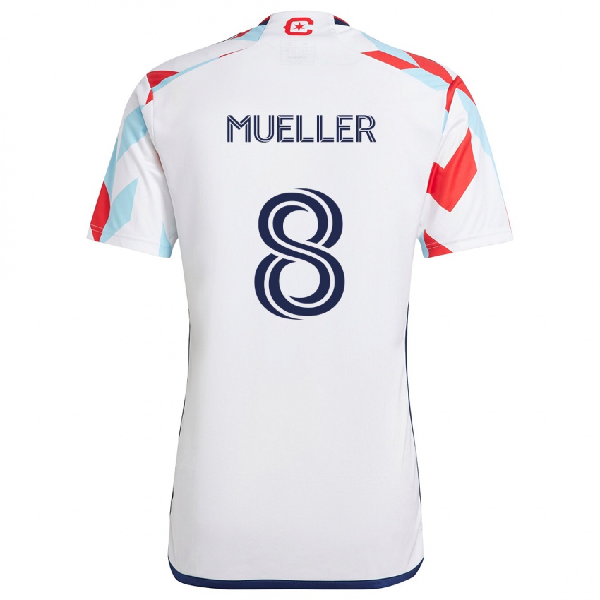 Niño Camiseta Chris Mueller #8 Blanco Rojo Azul 2ª Equipación 2024/25 La Camisa México