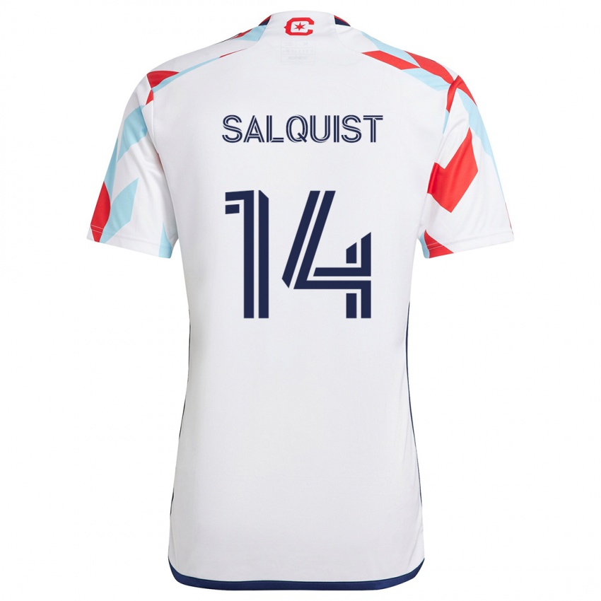 Niño Camiseta Tobias Salquist #14 Blanco Rojo Azul 2ª Equipación 2024/25 La Camisa México