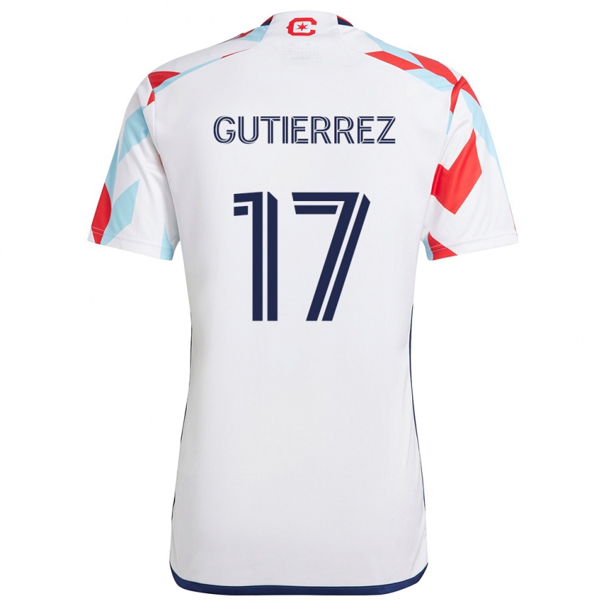 Niño Camiseta Brian Gutiérrez #17 Blanco Rojo Azul 2ª Equipación 2024/25 La Camisa México