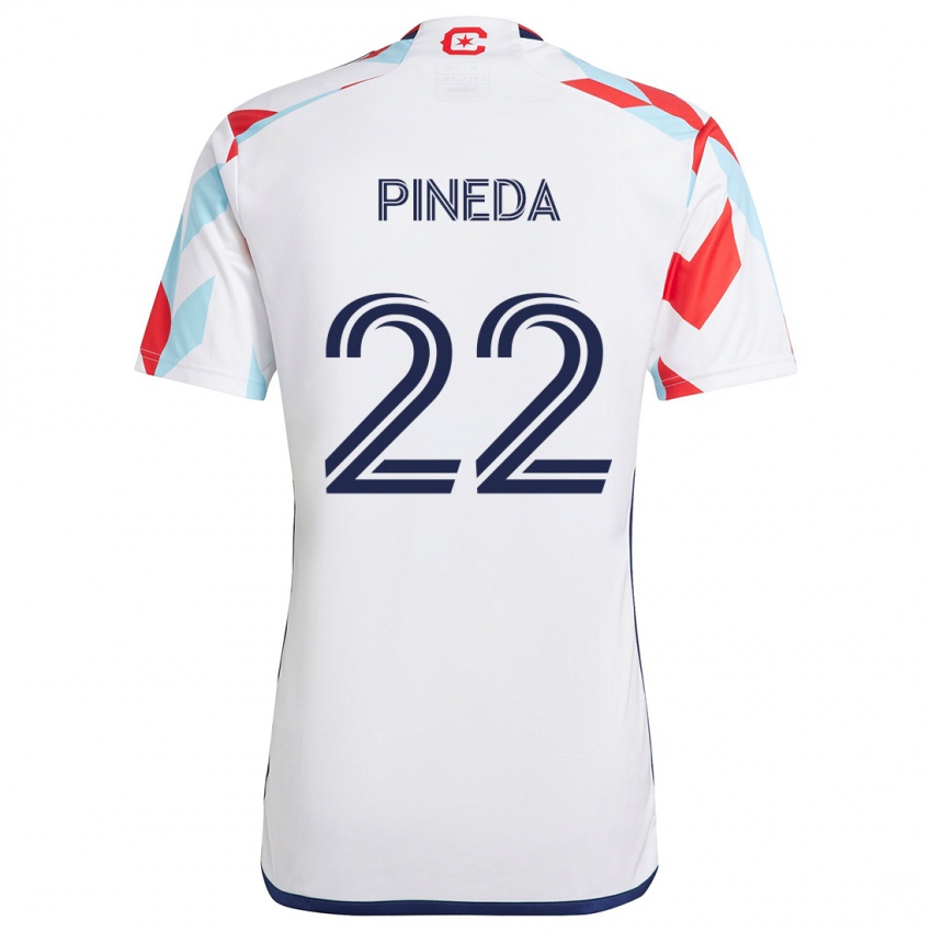 Niño Camiseta Mauricio Pineda #22 Blanco Rojo Azul 2ª Equipación 2024/25 La Camisa México