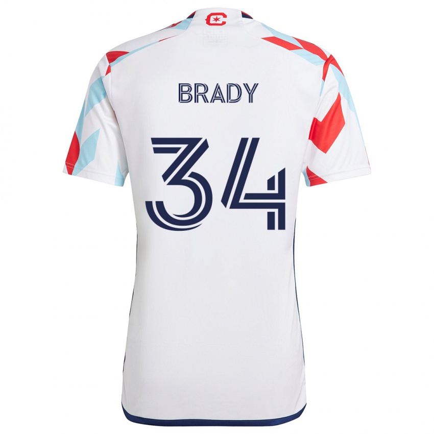 Niño Camiseta Chris Brady #34 Blanco Rojo Azul 2ª Equipación 2024/25 La Camisa México