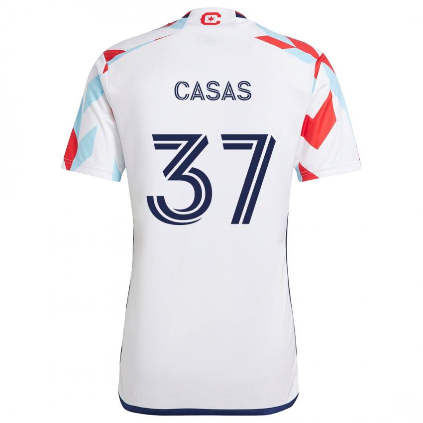 Niño Camiseta Javier Casas #37 Blanco Rojo Azul 2ª Equipación 2024/25 La Camisa México