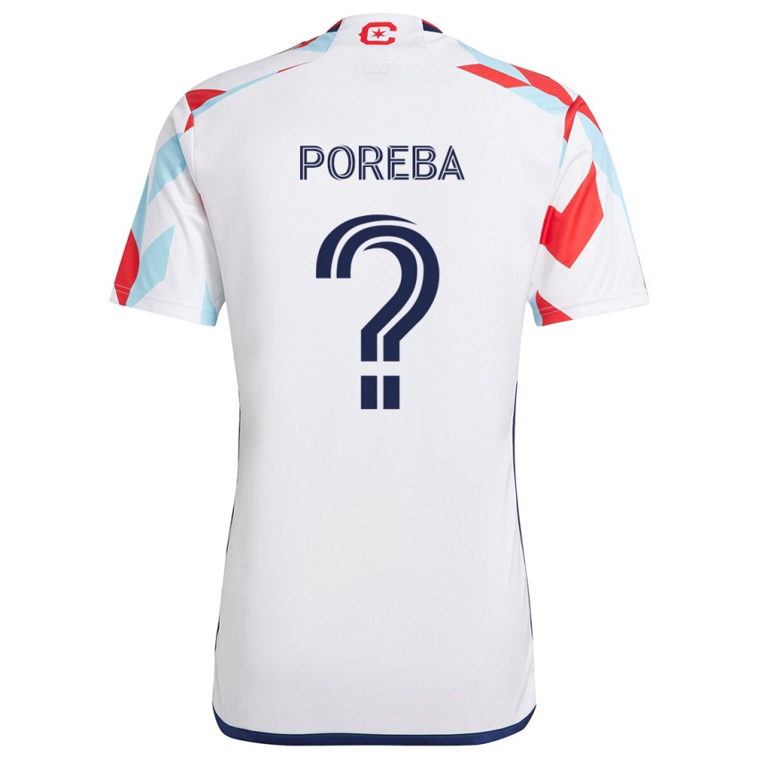 Niño Camiseta David Poreba #0 Blanco Rojo Azul 2ª Equipación 2024/25 La Camisa México