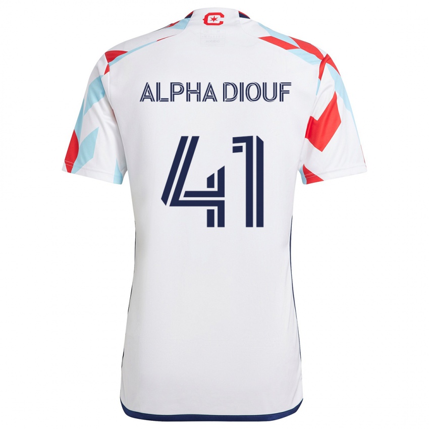 Niño Camiseta Jean Alpha Diouf #41 Blanco Rojo Azul 2ª Equipación 2024/25 La Camisa México