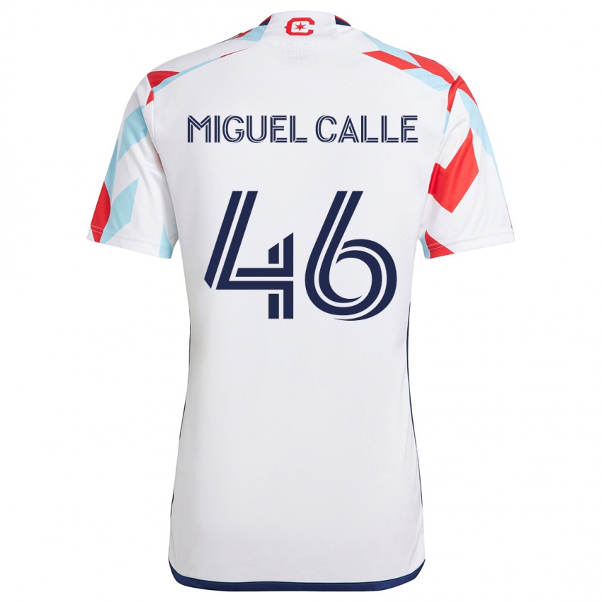 Niño Camiseta Juan Miguel Calle #46 Blanco Rojo Azul 2ª Equipación 2024/25 La Camisa México