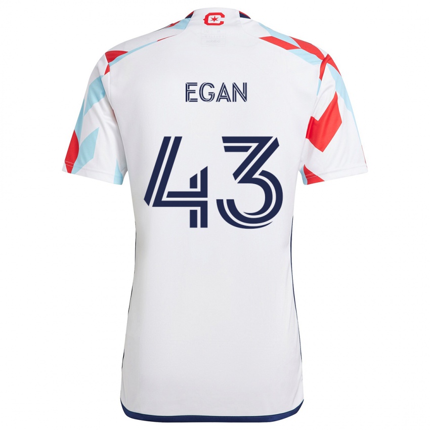 Niño Camiseta Noah Egan #43 Blanco Rojo Azul 2ª Equipación 2024/25 La Camisa México