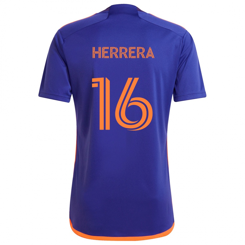 Niño Camiseta Hector Herrera #16 Púrpura Naranja 2ª Equipación 2024/25 La Camisa México