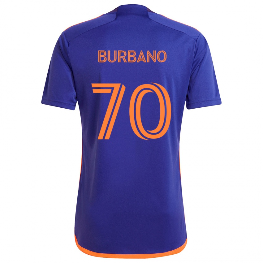 Niño Camiseta Jordy Burbano #70 Púrpura Naranja 2ª Equipación 2024/25 La Camisa México