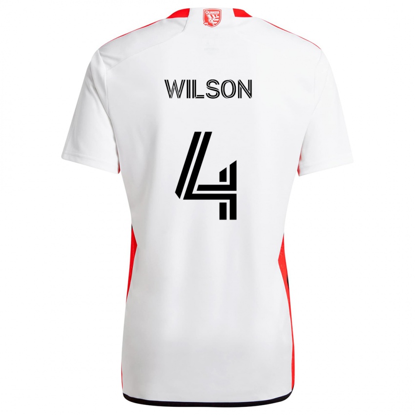 Niño Camiseta Bruno Wilson #4 Blanco Rojo 2ª Equipación 2024/25 La Camisa México