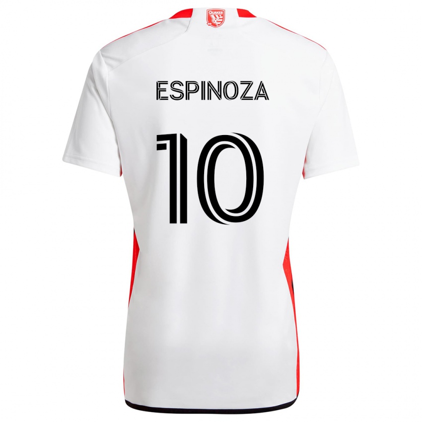 Niño Camiseta Cristian Espinoza #10 Blanco Rojo 2ª Equipación 2024/25 La Camisa México