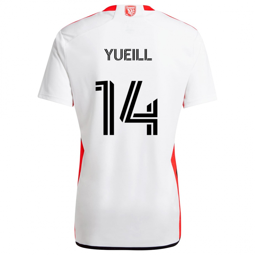 Niño Camiseta Jackson Yueill #14 Blanco Rojo 2ª Equipación 2024/25 La Camisa México