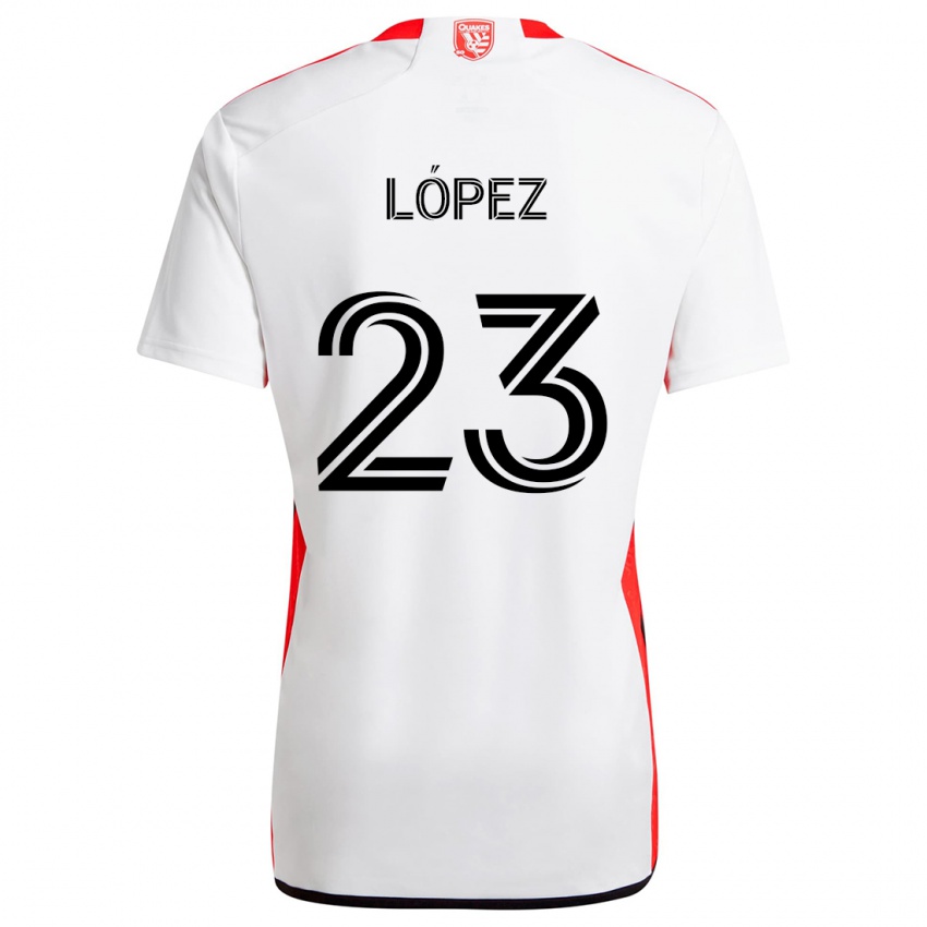 Niño Camiseta Hernán López #23 Blanco Rojo 2ª Equipación 2024/25 La Camisa México