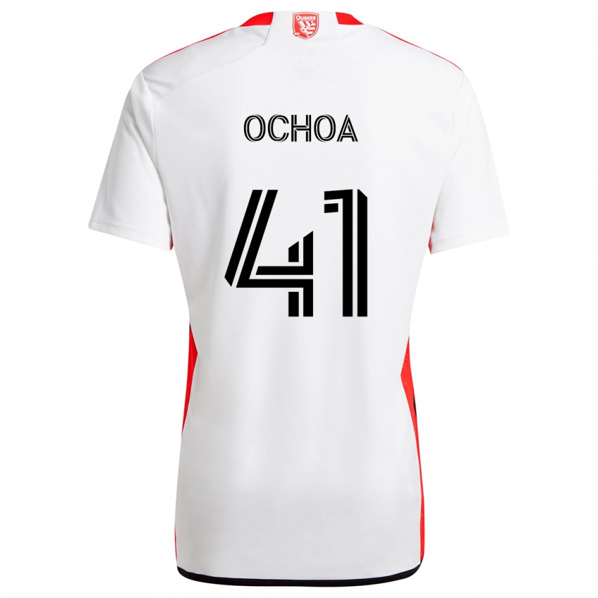 Niño Camiseta Emmanuel Ochoa #41 Blanco Rojo 2ª Equipación 2024/25 La Camisa México