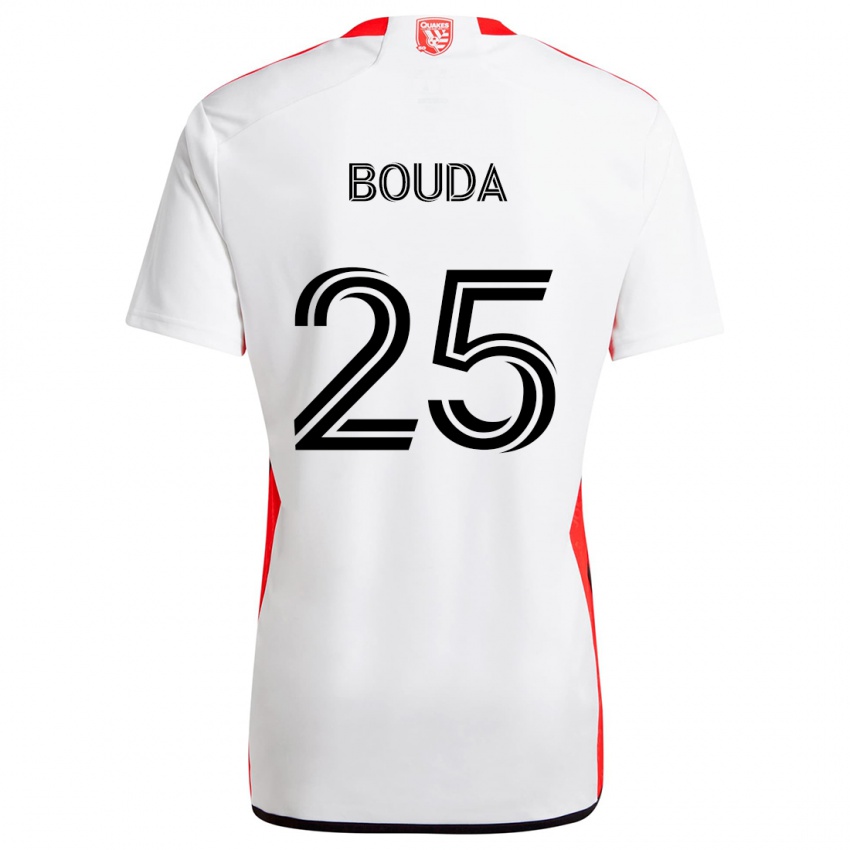 Niño Camiseta Ousseni Bouda #25 Blanco Rojo 2ª Equipación 2024/25 La Camisa México